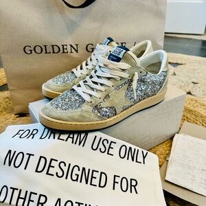 EUC like new Golden Goose Ball Star Glitter Low Top sneakers size 7